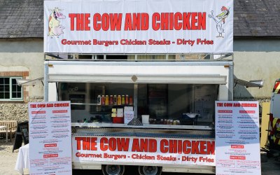 Cow and chicken gourmet burgers