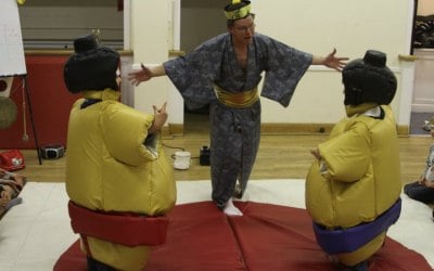a children's indoor sumo party
